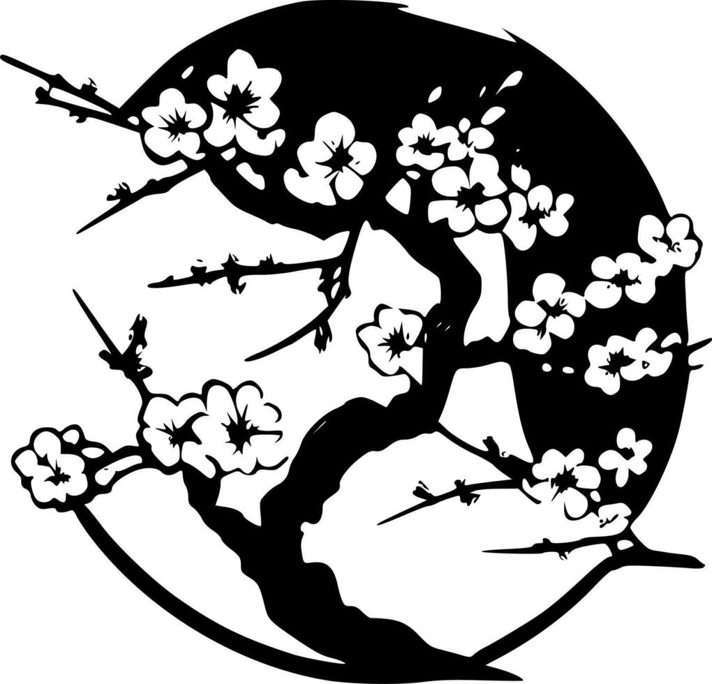 Cherry Blossom, Black and White Vector illustration 23619152 Vector Art