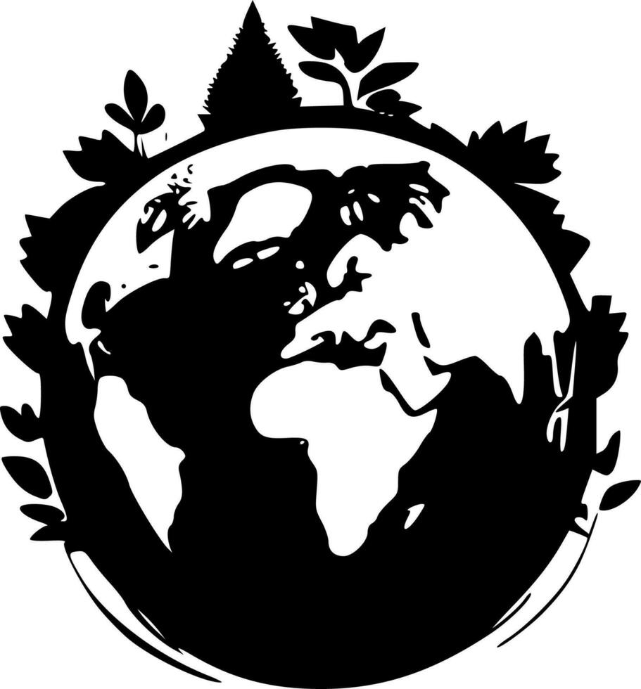 Earth Day - Black and White Isolated Icon - Vector illustration