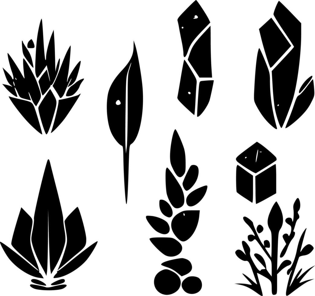 Crystals, Black and White Vector illustration