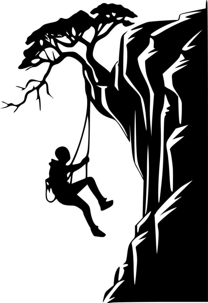 Climbing, Black and White Vector illustration