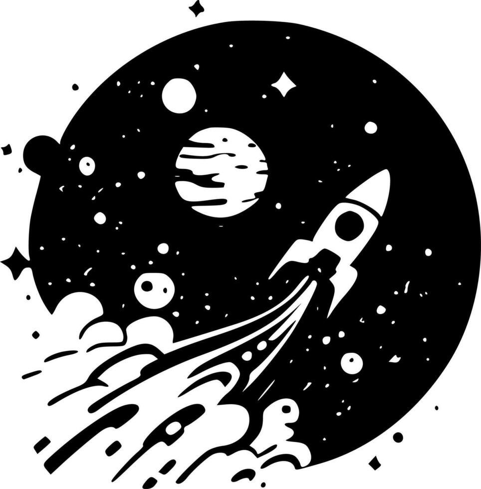 Space, Black and White Vector illustration