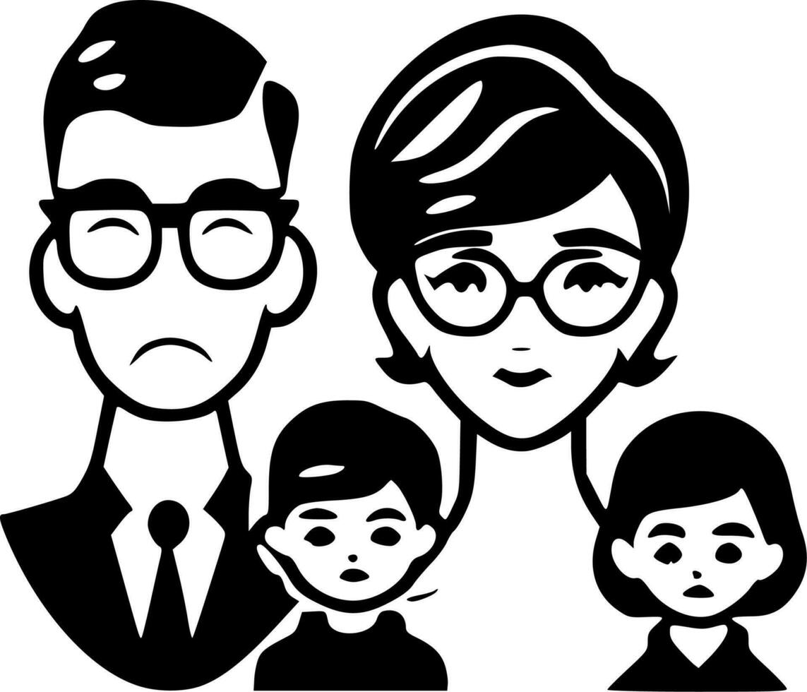 Family, Black and White Vector illustration