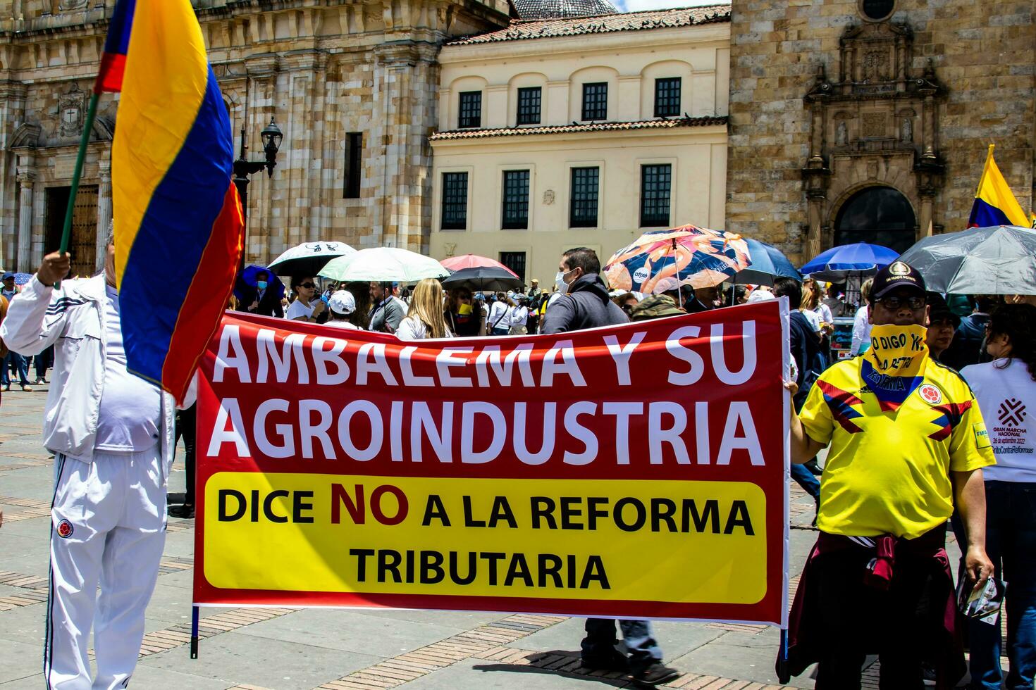 Bogota, Colombia, 2022. Peaceful protest marches in Bogota Colombia against the government of Gustavo Petro. photo