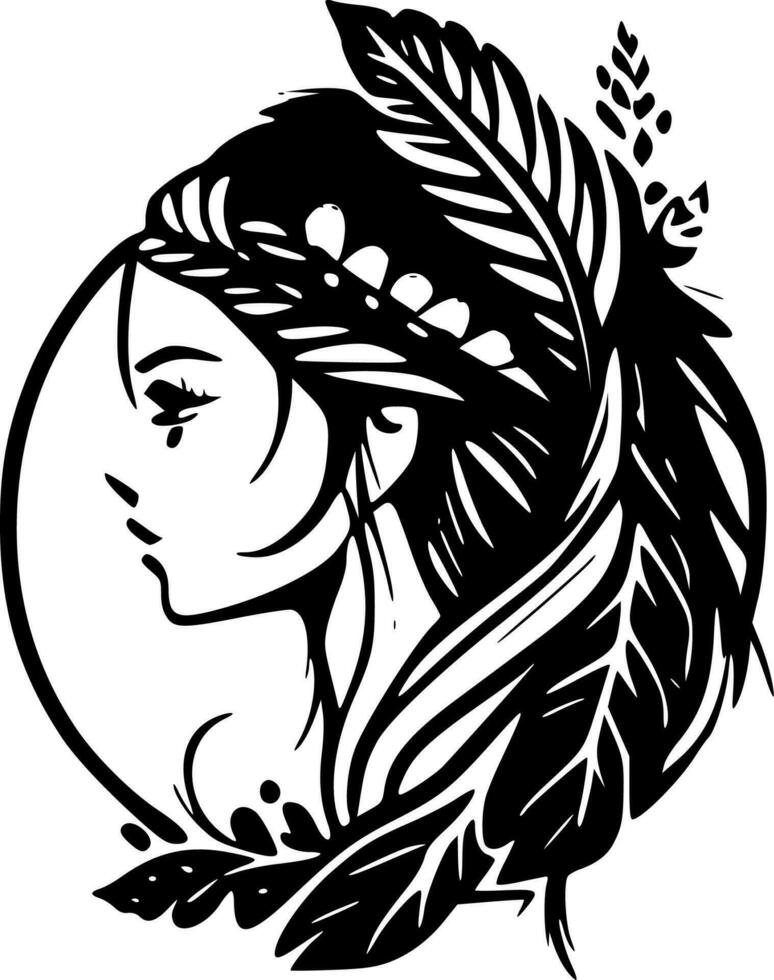 Boho, Black and White Vector illustration