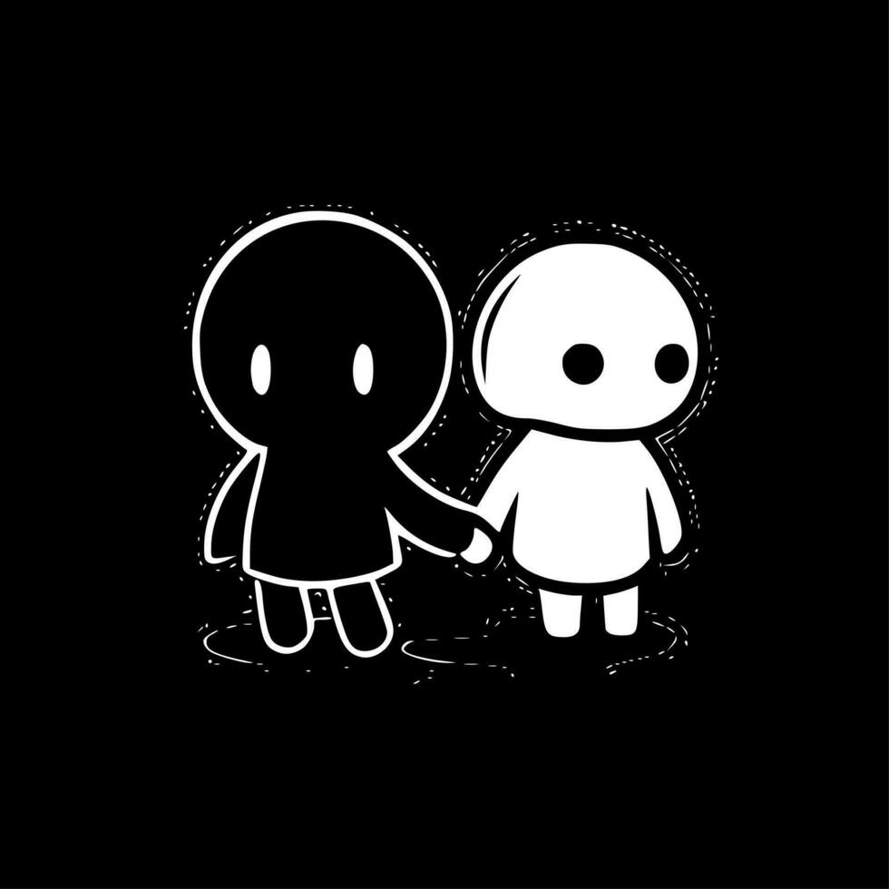 Best Friends, Black and White Vector illustration