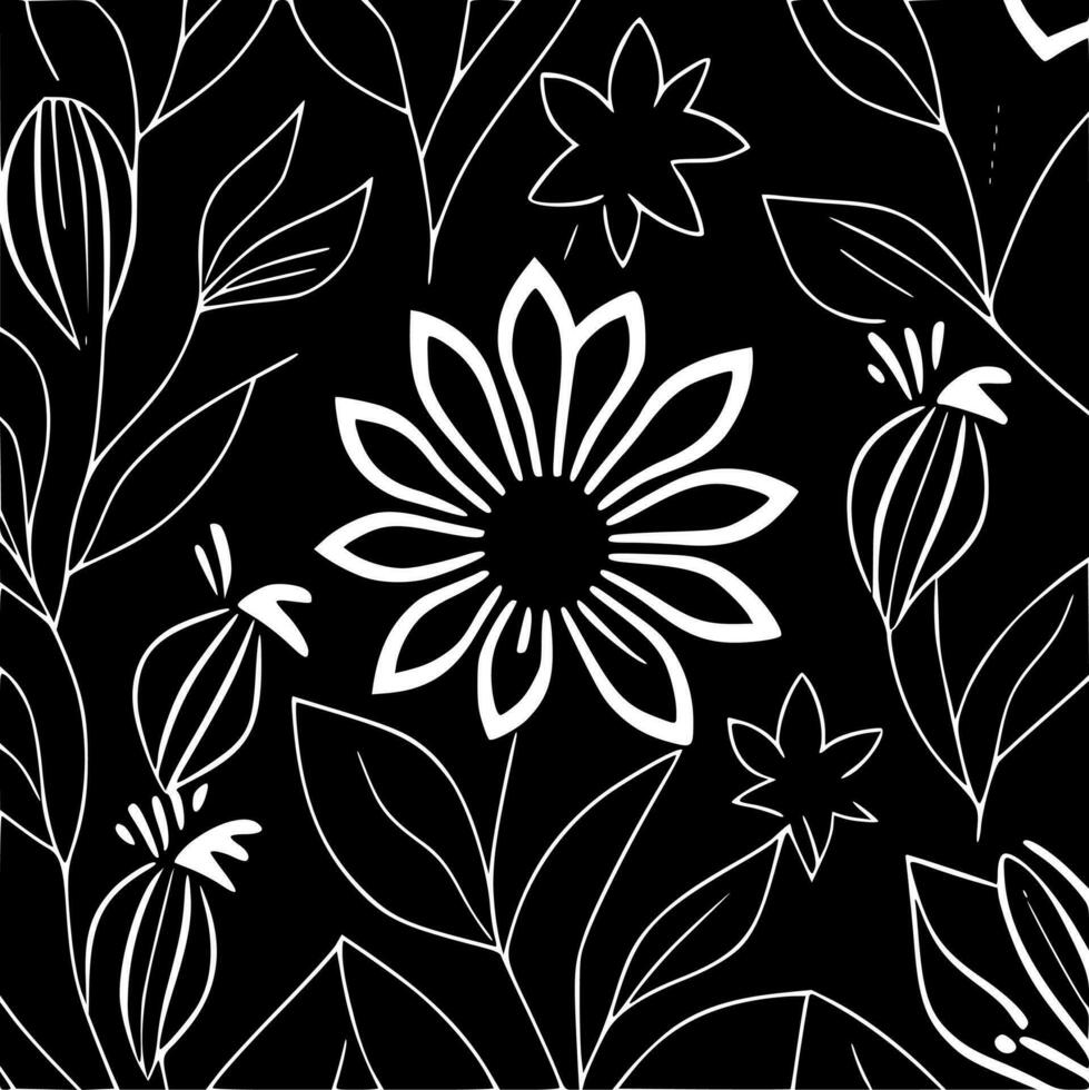 Flower Pattern, Black and White Vector illustration