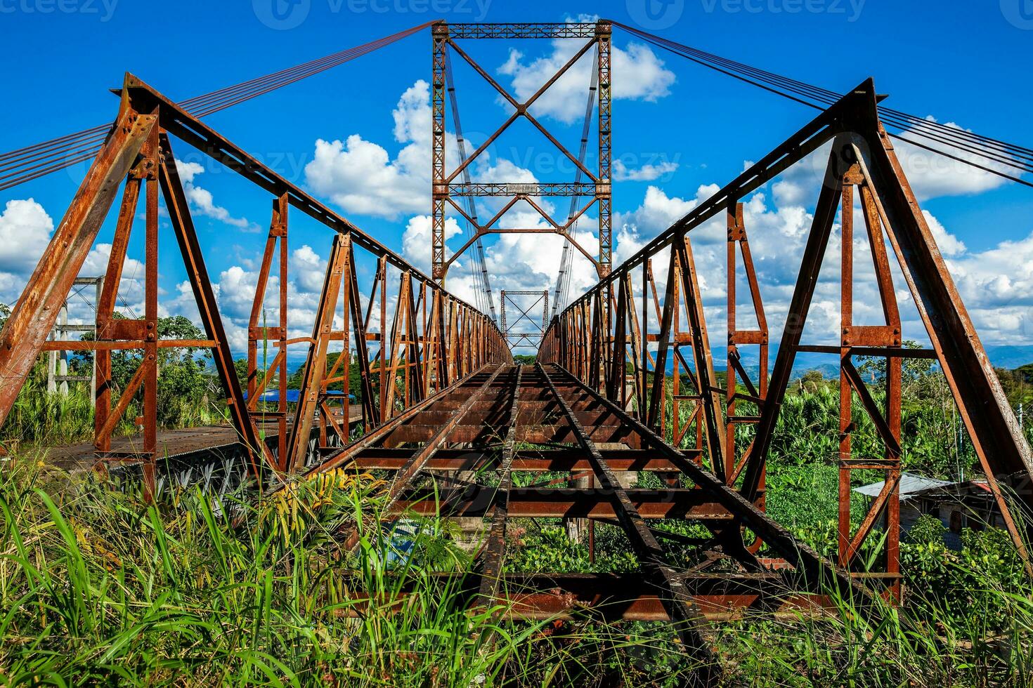 Abandoned bridge between Roldanillo and Zarzal at the region of Valle del Cauca in Colombia photo