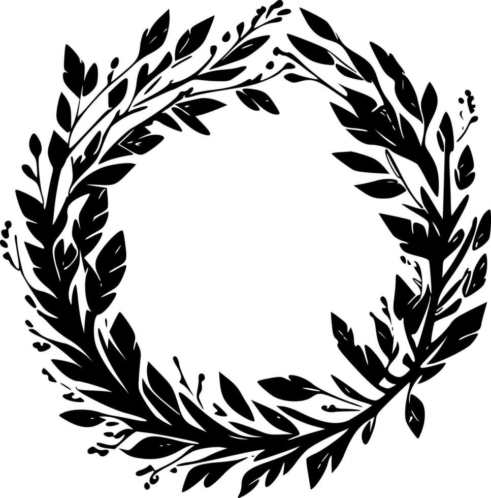 Wreath, Black and White Vector illustration