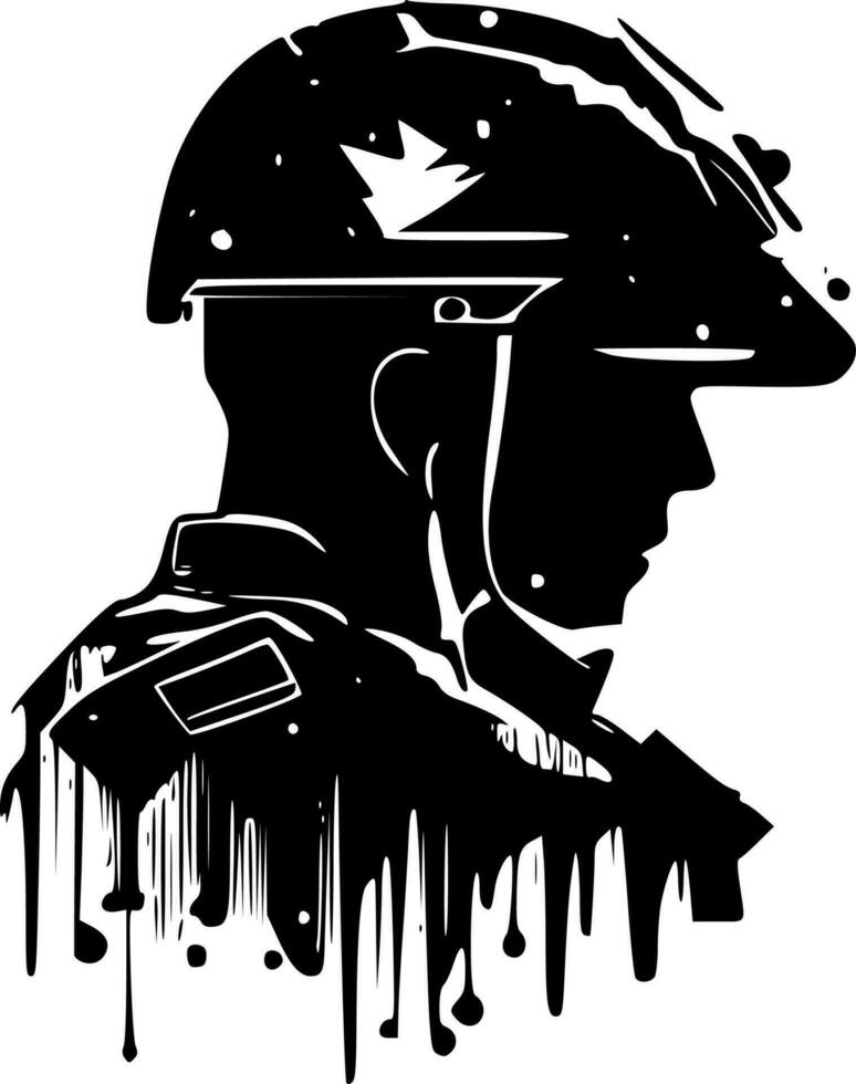 militar, negro y blanco vector ilustración