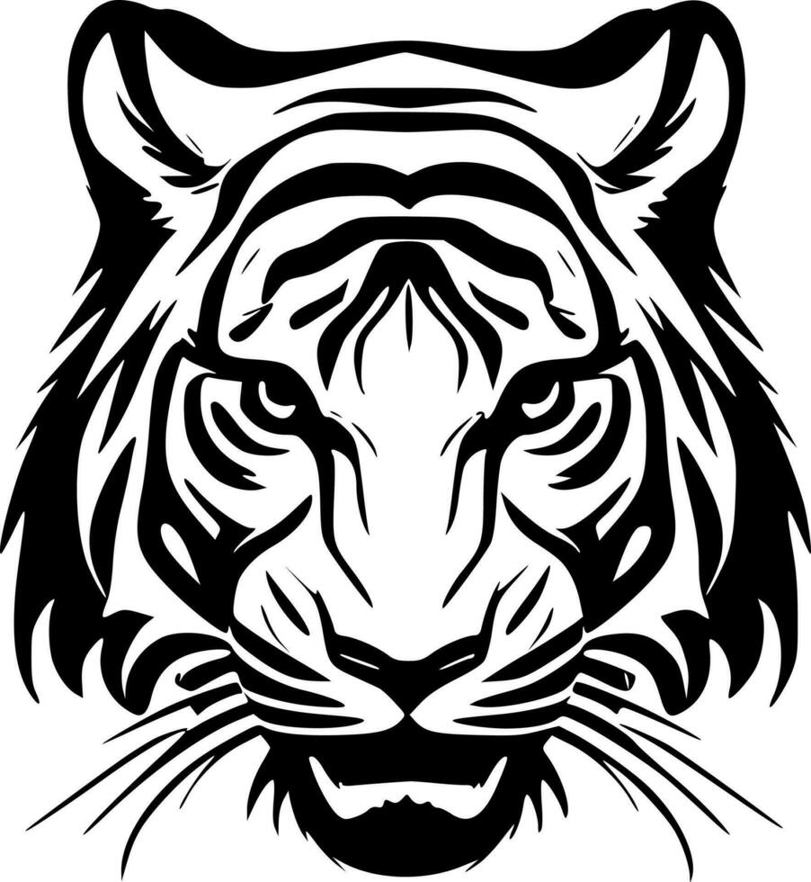 Tigre - negro y blanco aislado icono - vector ilustración