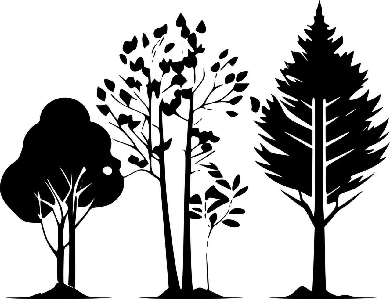 árboles, negro y blanco vector ilustración