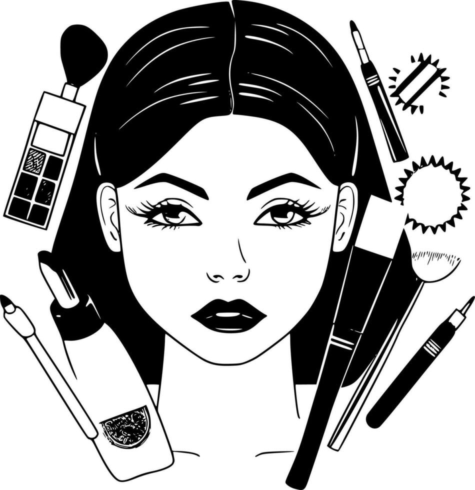 maquillaje - minimalista y plano logo - vector ilustración