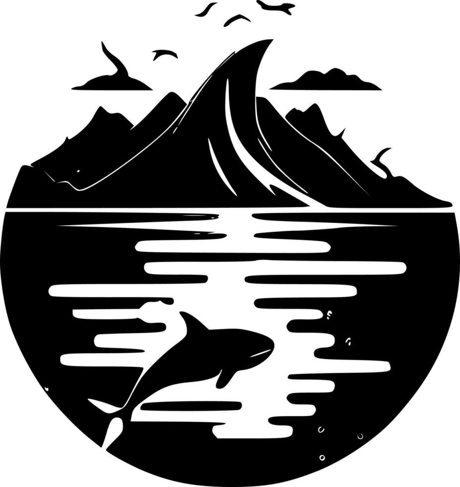 Ocean, Minimalist and Simple Silhouette - Vector illustration