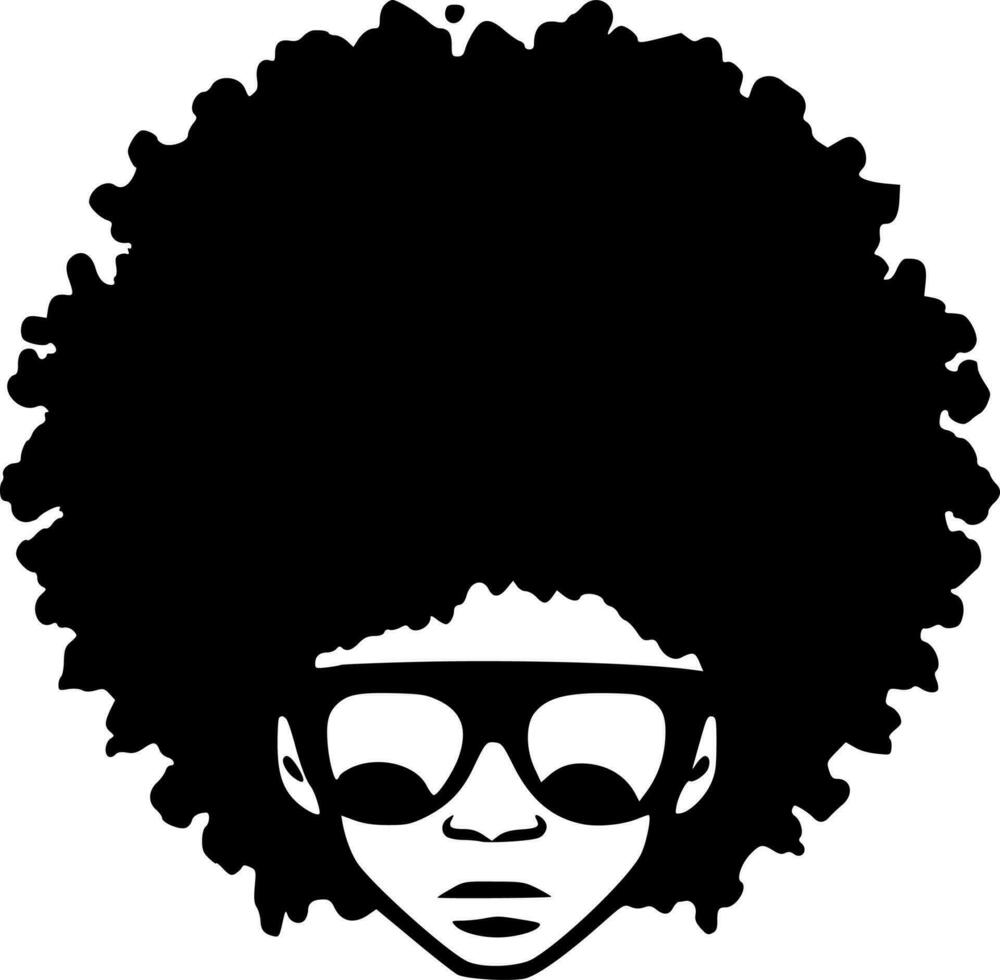 afro - negro y blanco aislado icono - vector ilustración