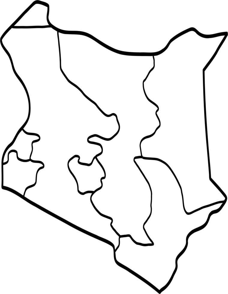 doodle freehand drawing of kenya map. png