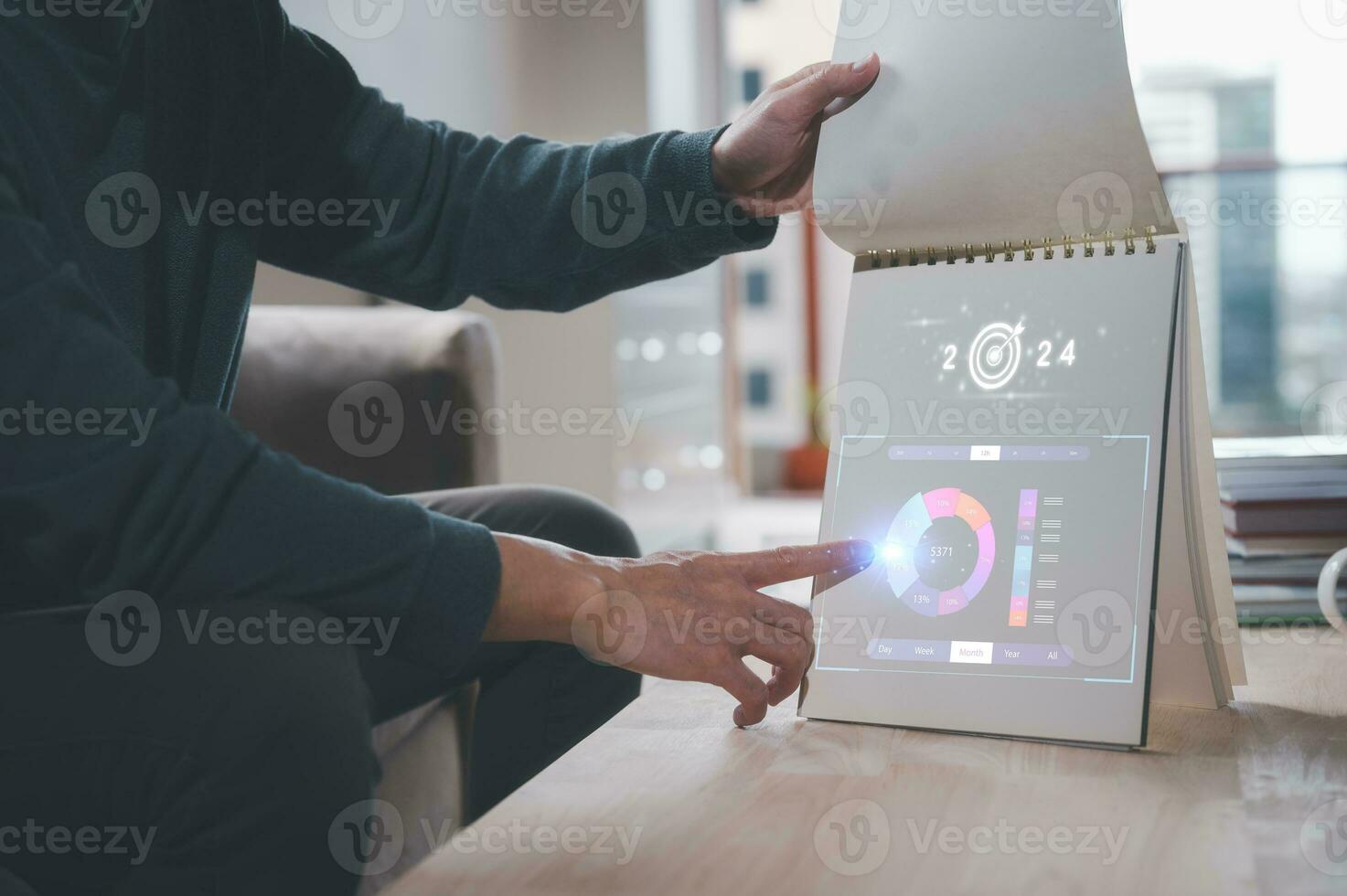 business plan 2024 Document data system Report  HR technology Concept Businessman Manager  checking  white documents reports papers of files icon in modern office photo