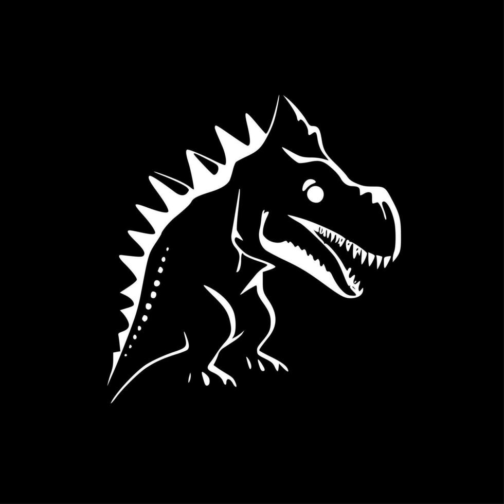 dinosaurio - negro y blanco aislado icono - vector ilustración