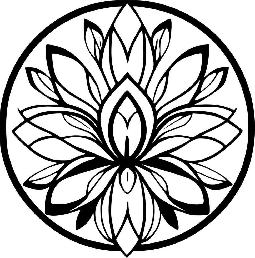 Mandala - Black and White Isolated Icon - Vector illustration