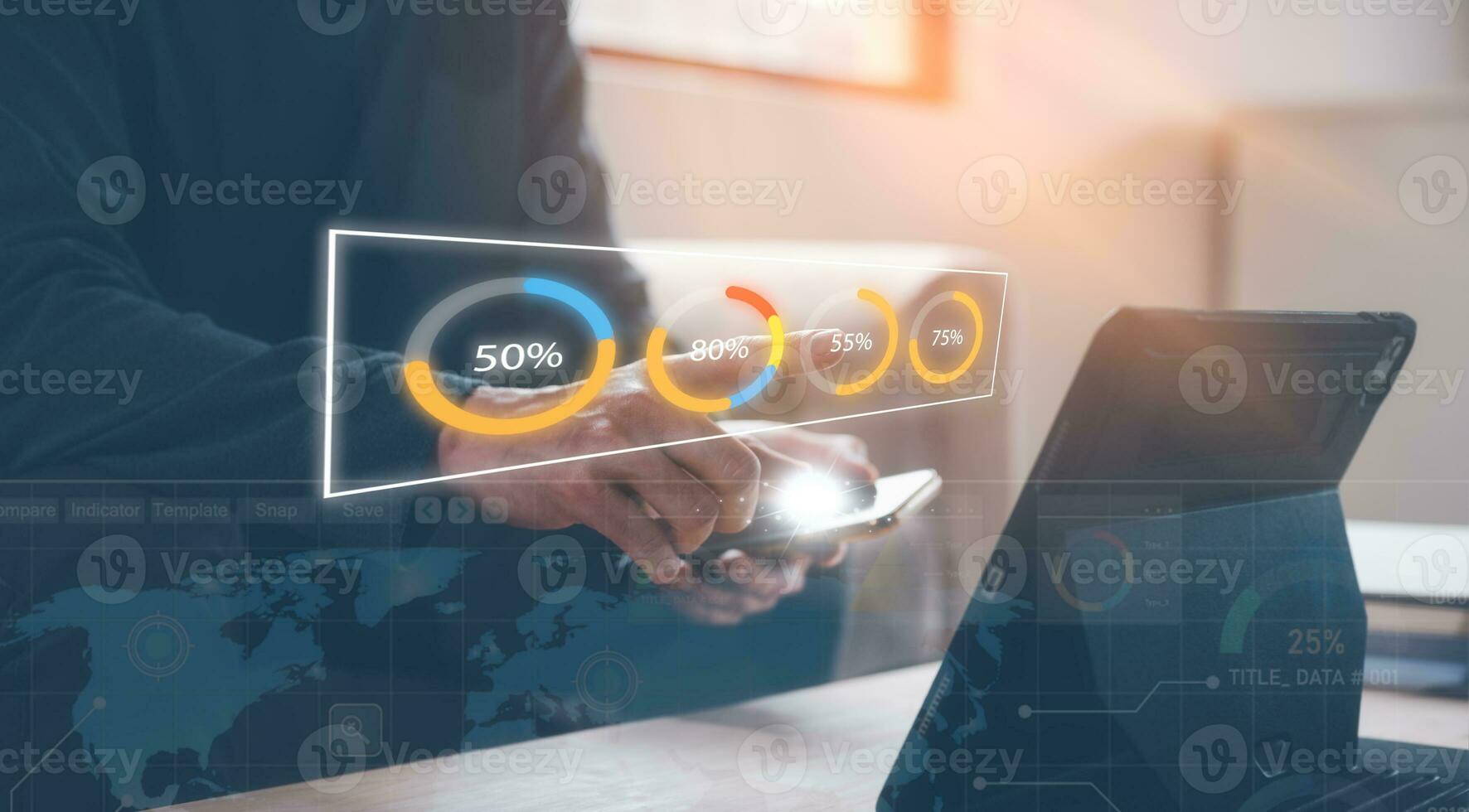 business marketing research and management concept. analyst working with data analysis business growth marketing and opportunity. photo