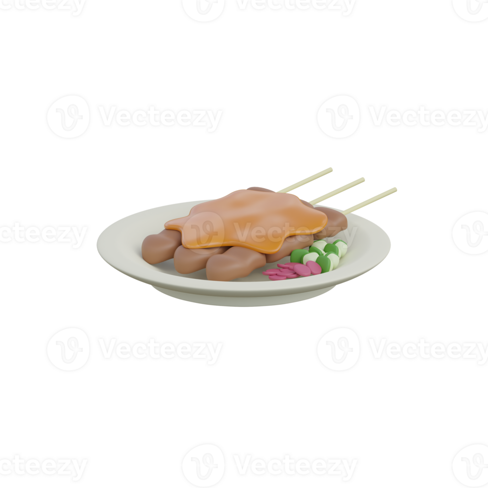 3d illustration of an indonesian food satay icon png