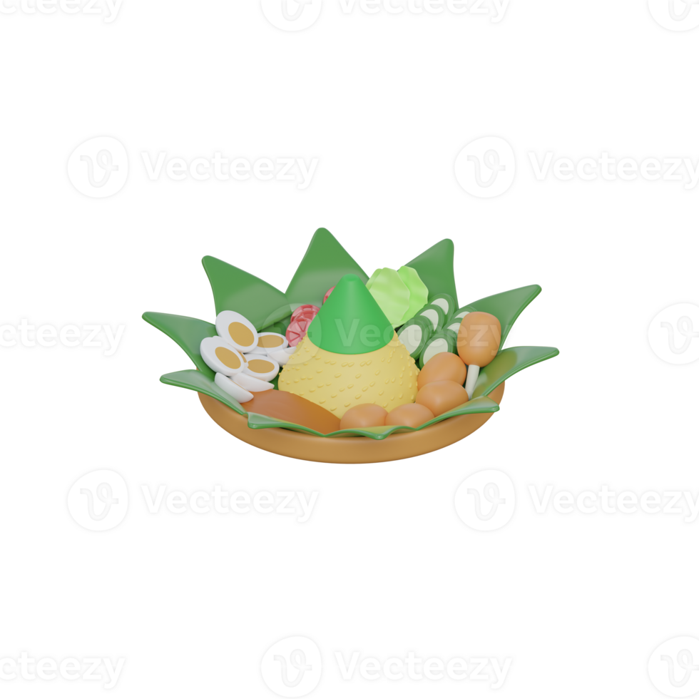 3d illustration of indonesian food nasi tumpeng icon png