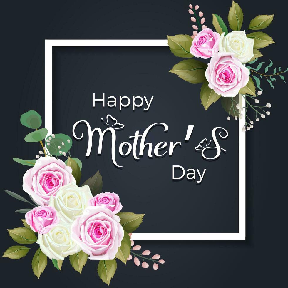Happy mothers day card. Mother's day greeting card. Mother's day greeting card with flowers. Best mom ever greeting card. vector
