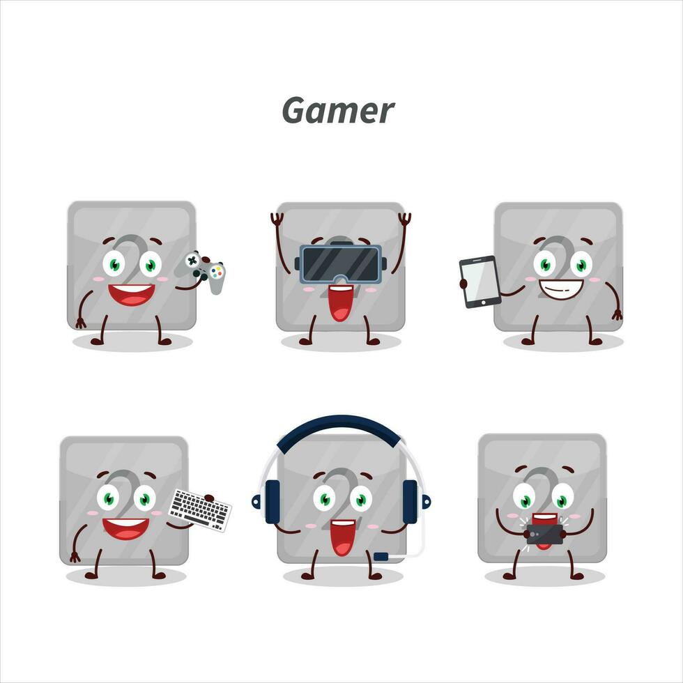 Silver first button cartoon character are playing games with various cute emoticons vector