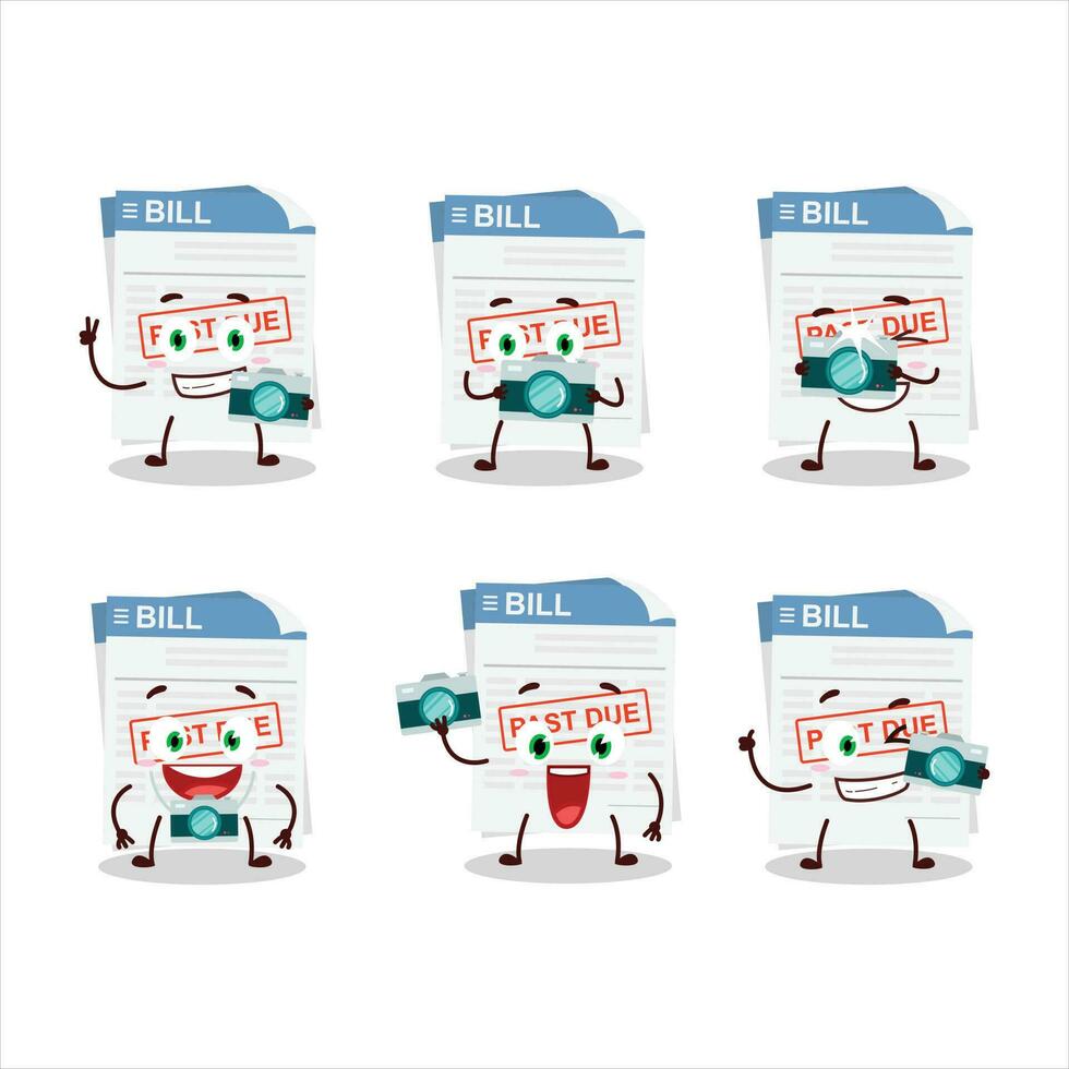 Photographer profession emoticon with bill paper cartoon character vector