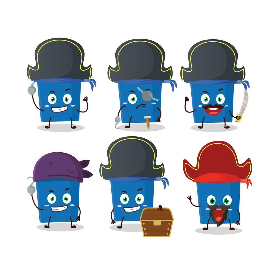 dibujos animados personaje de oficina lápiz estar con varios piratas emoticones vector