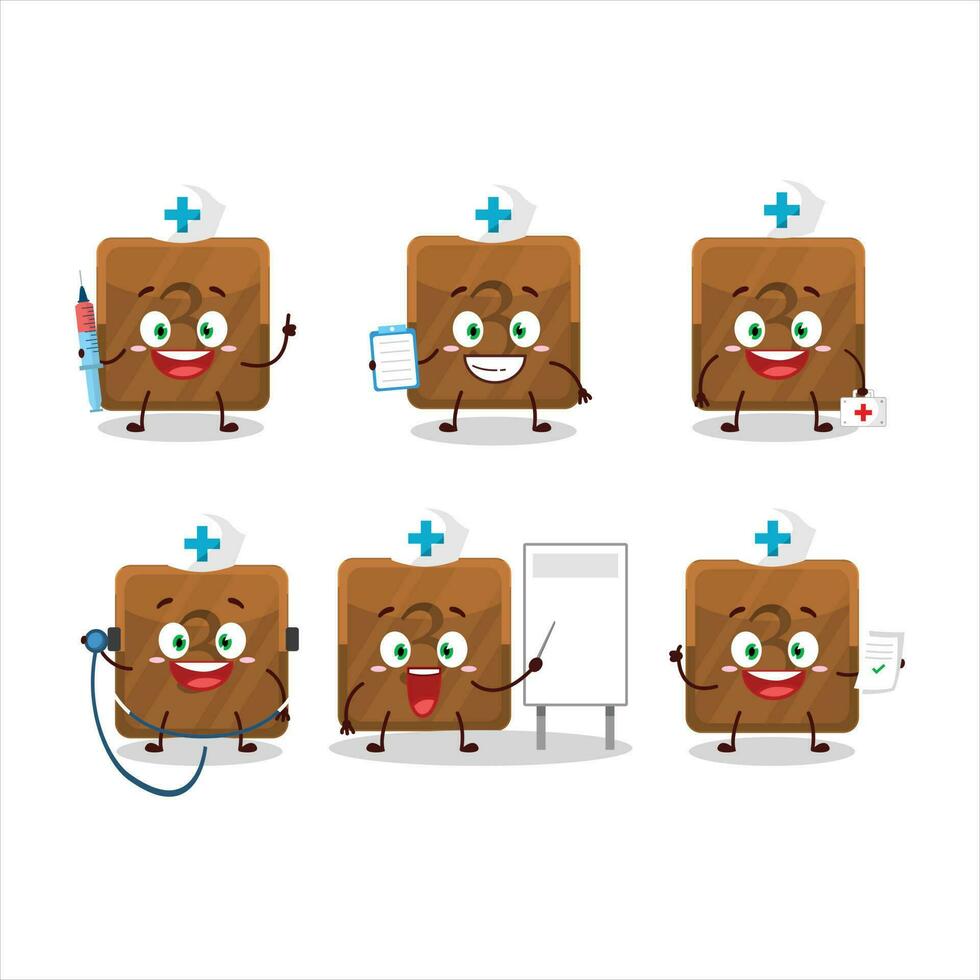 Doctor profession emoticon with third first button cartoon character vector