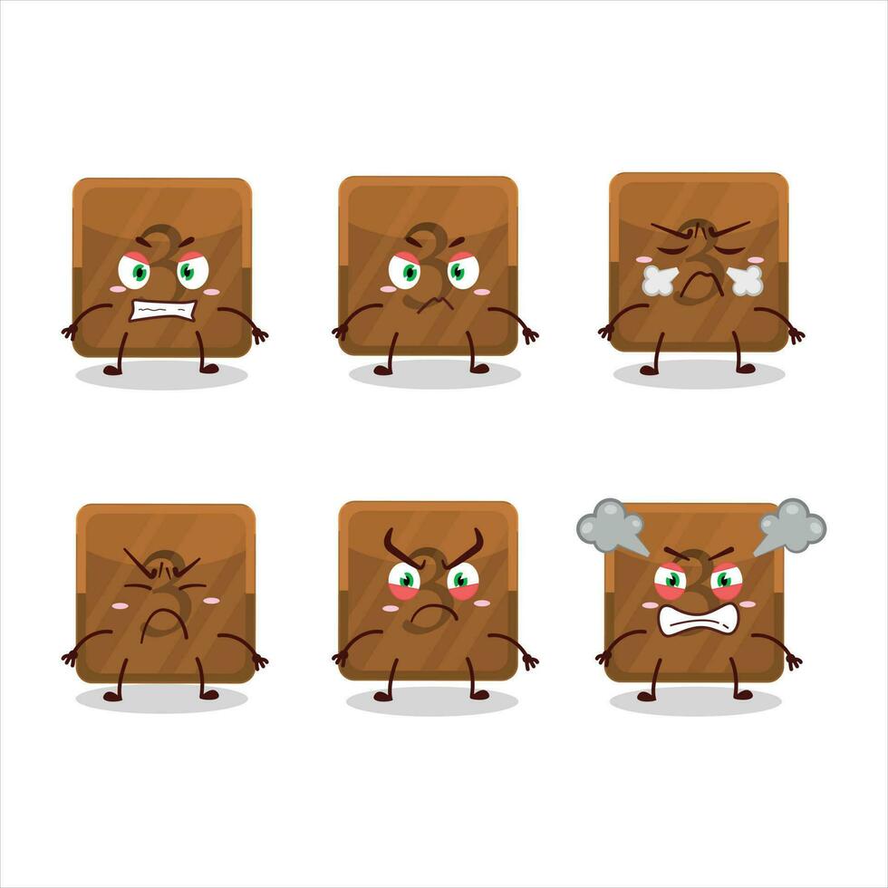 Third first button cartoon character with various angry expressions vector