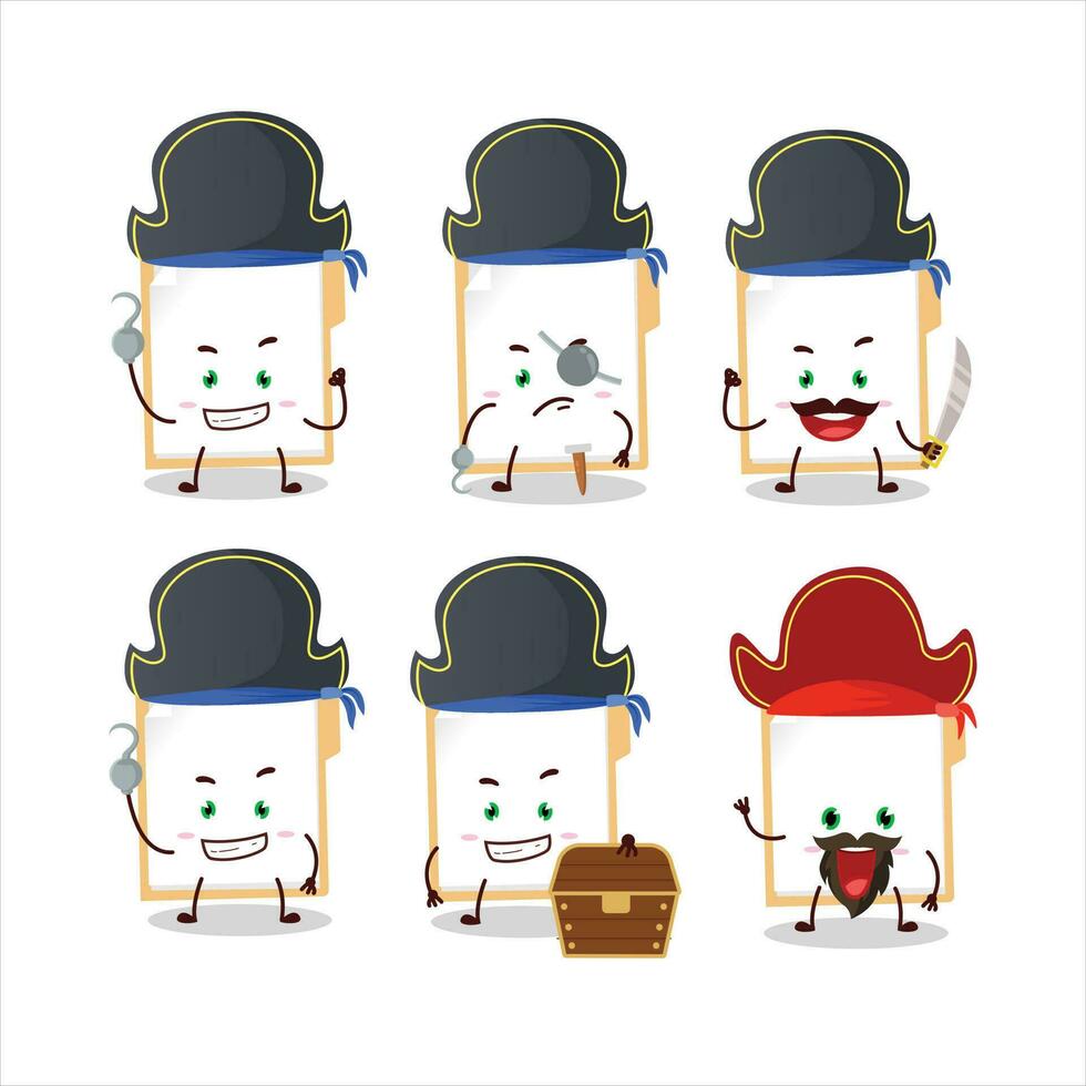 Cartoon character of brown manila folder with various pirates emoticons vector