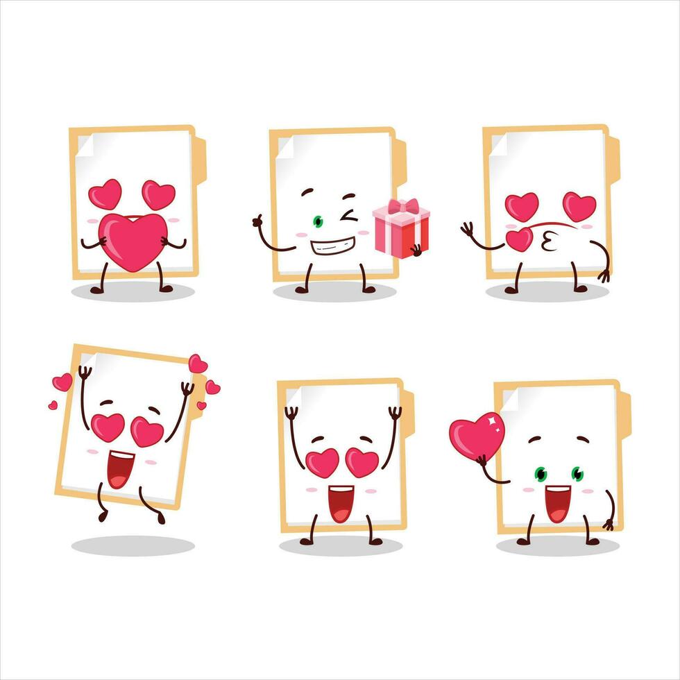 marrón Manila carpeta dibujos animados personaje con amor linda emoticon vector