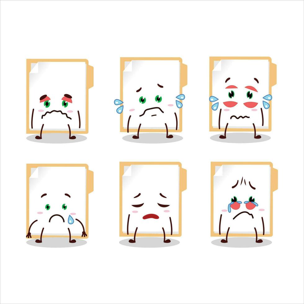 Brown manila folder cartoon character with sad expression vector