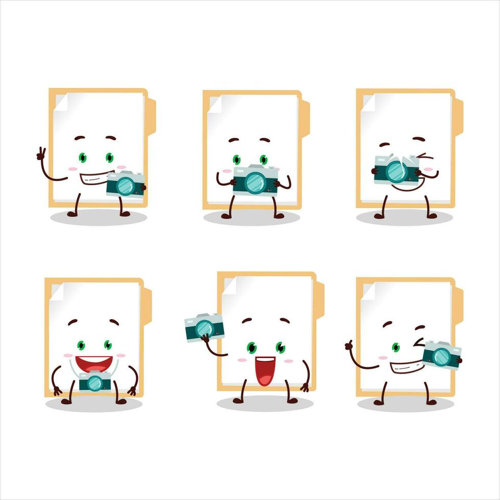 Photographer profession emoticon with brown manila folder cartoon character vector