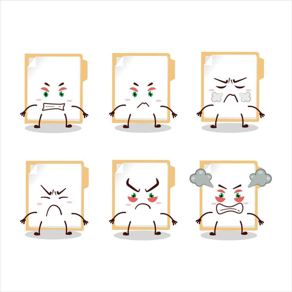 Brown manila folder cartoon character with various angry expressions vector