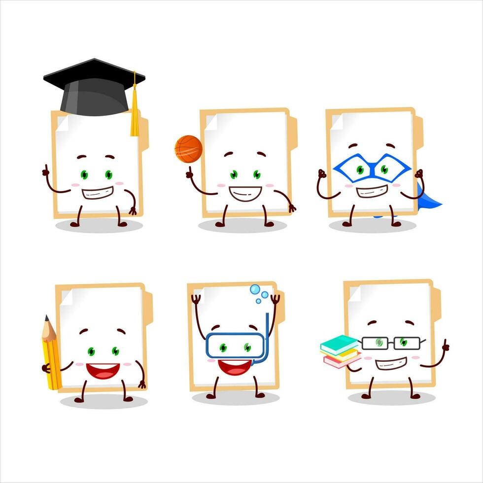 School student of brown manila folder cartoon character with various expressions vector