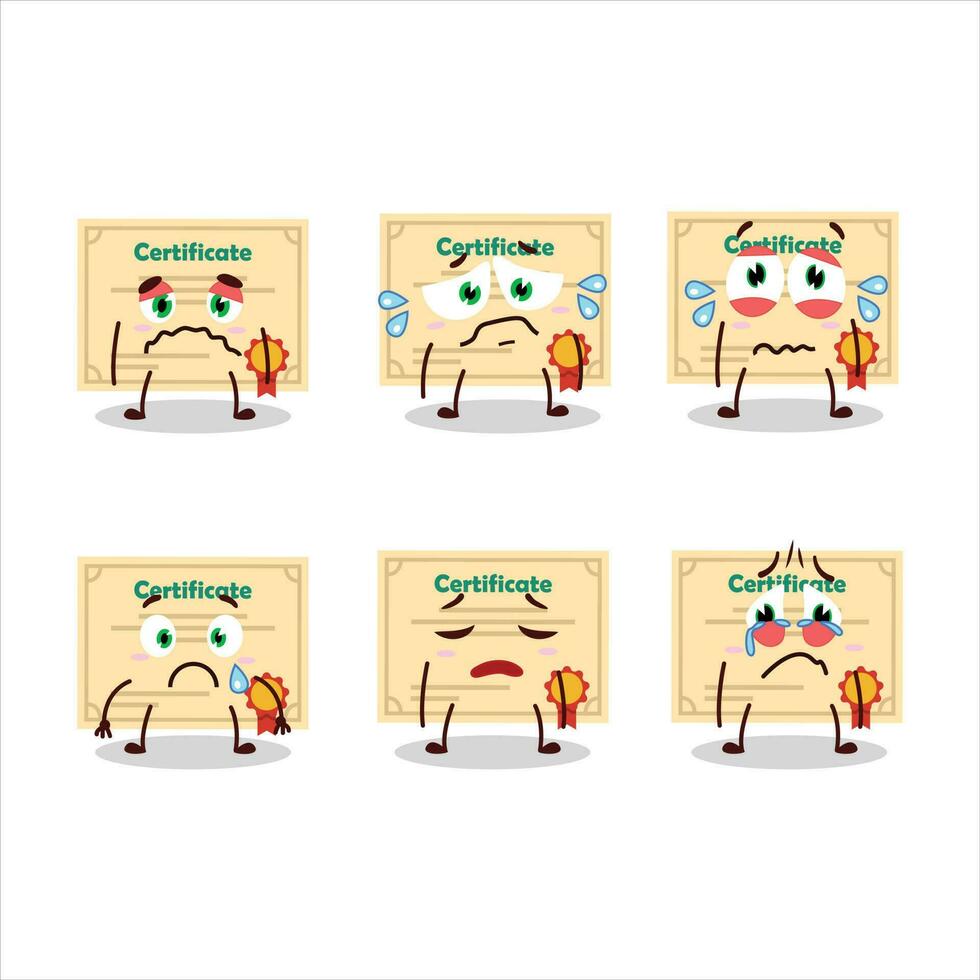 Certificate paper cartoon character with sad expression vector