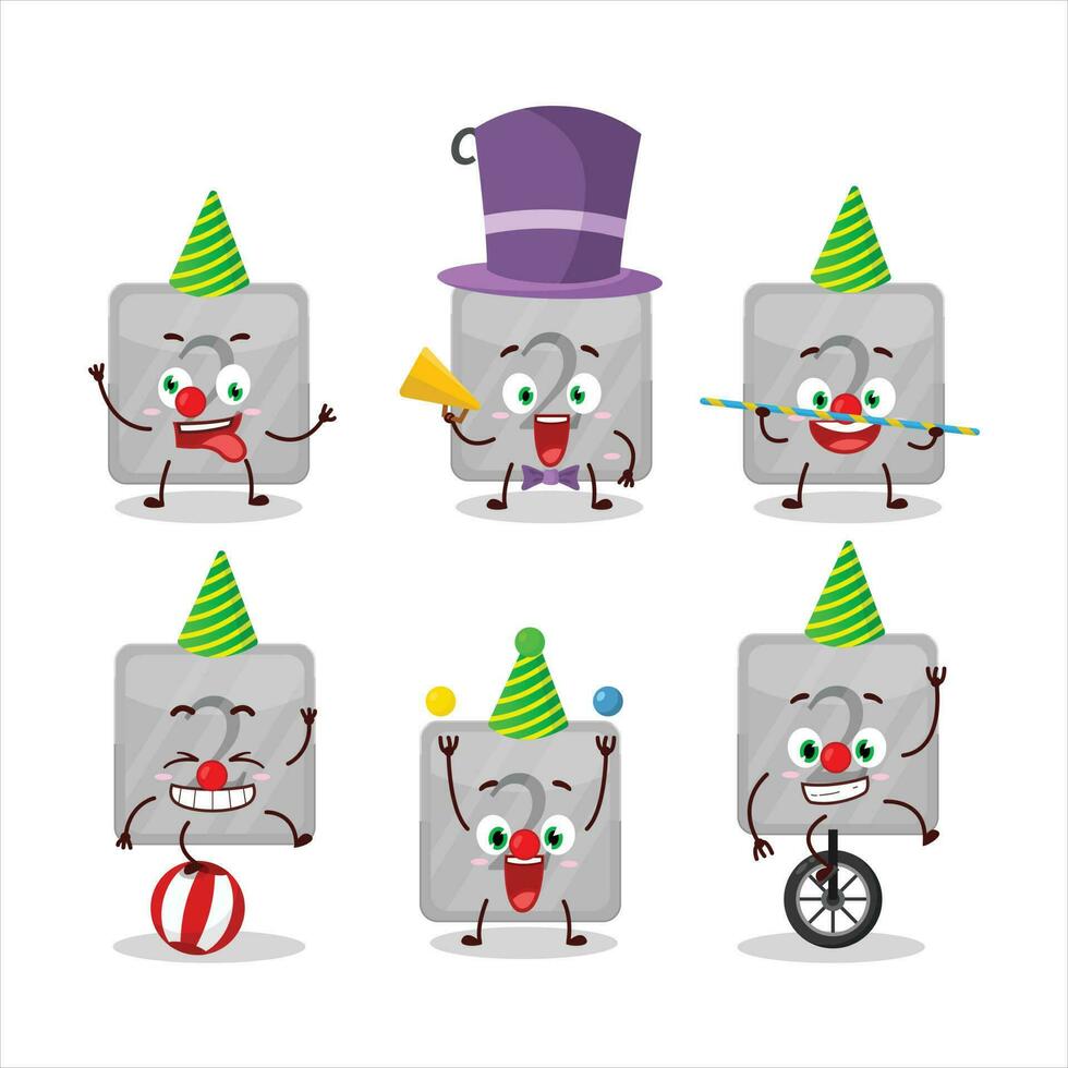 Cartoon character of silver first button with various circus shows vector