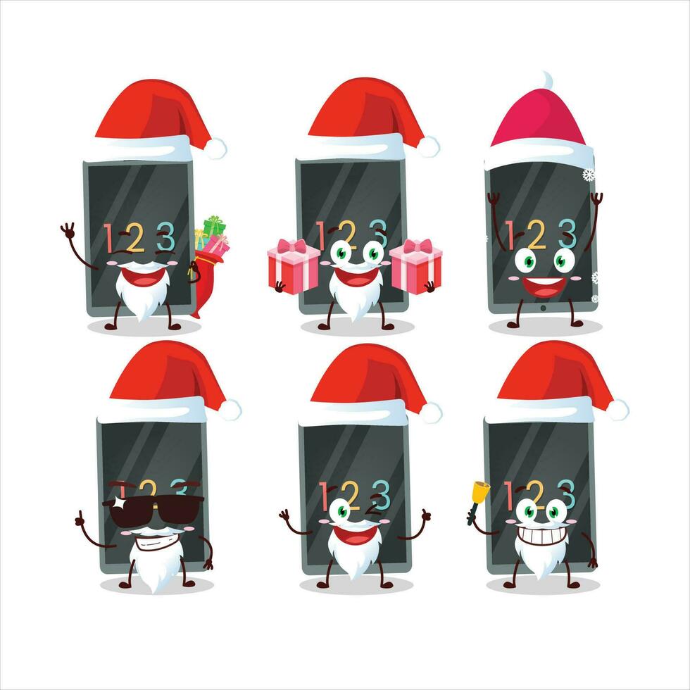 Papa Noel claus emoticones con numérico en tableta dibujos animados personaje vector