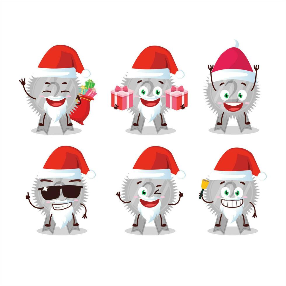 Santa Claus emoticons with silver medals ribbon cartoon character vector