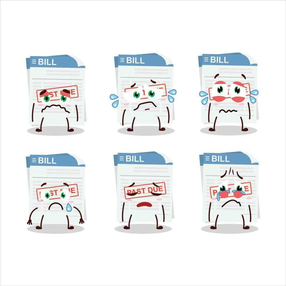 Bill paper cartoon character with sad expression vector
