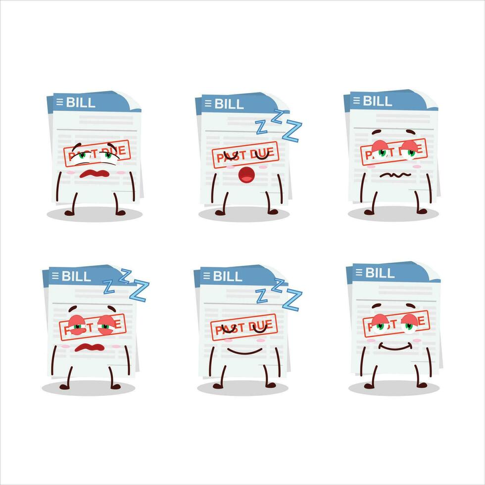 Cartoon character of bill paper with sleepy expression vector