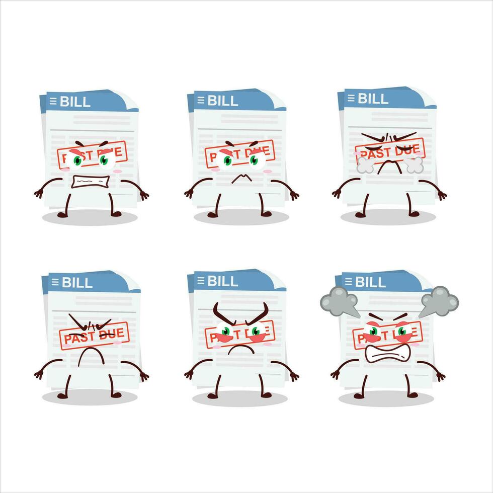 Bill paper cartoon character with various angry expressions vector