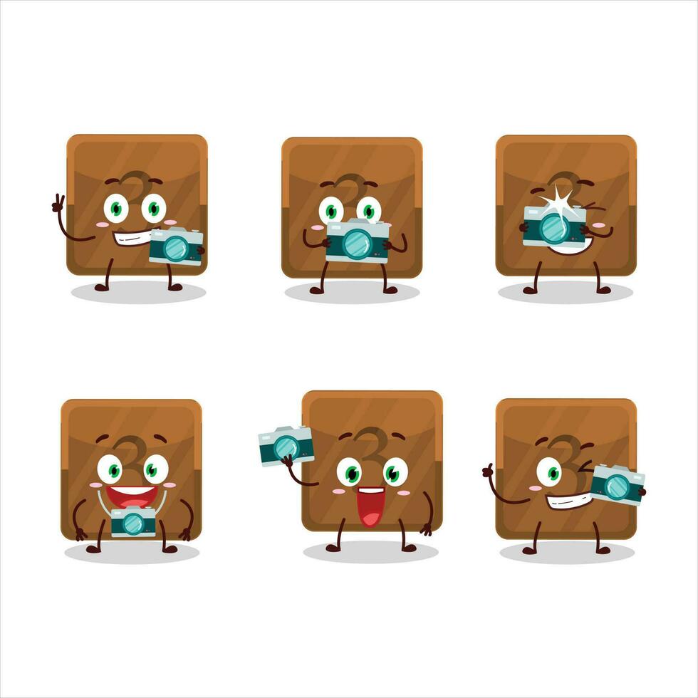 Photographer profession emoticon with third first button cartoon character vector