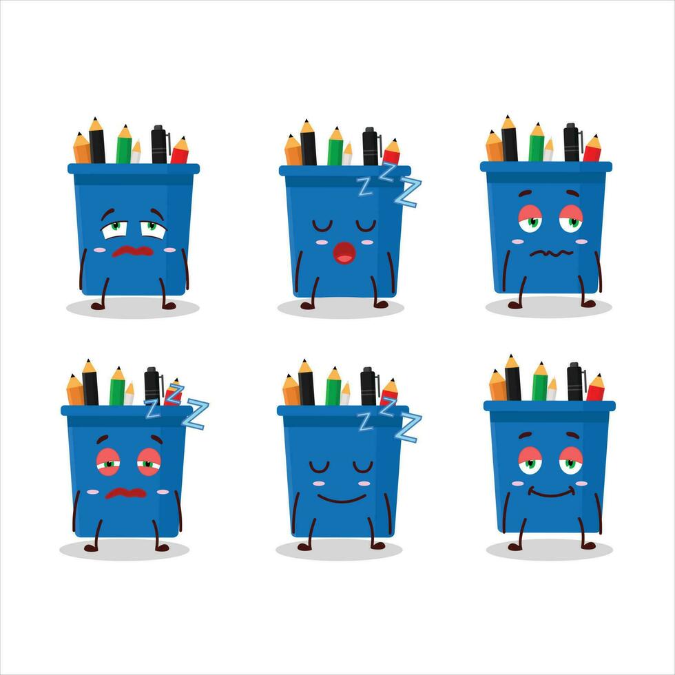 Cartoon character of office pencil stand with sleepy expression vector