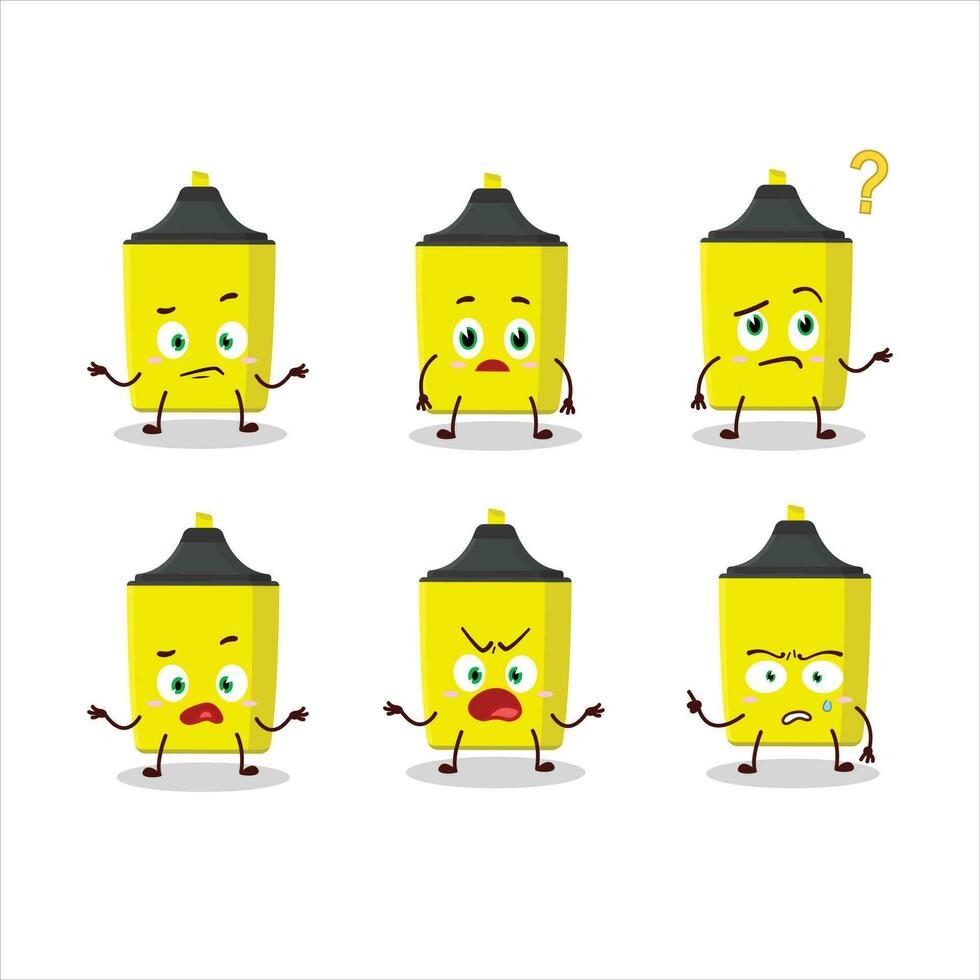 Cartoon character of yellow highlighter with what expression vector