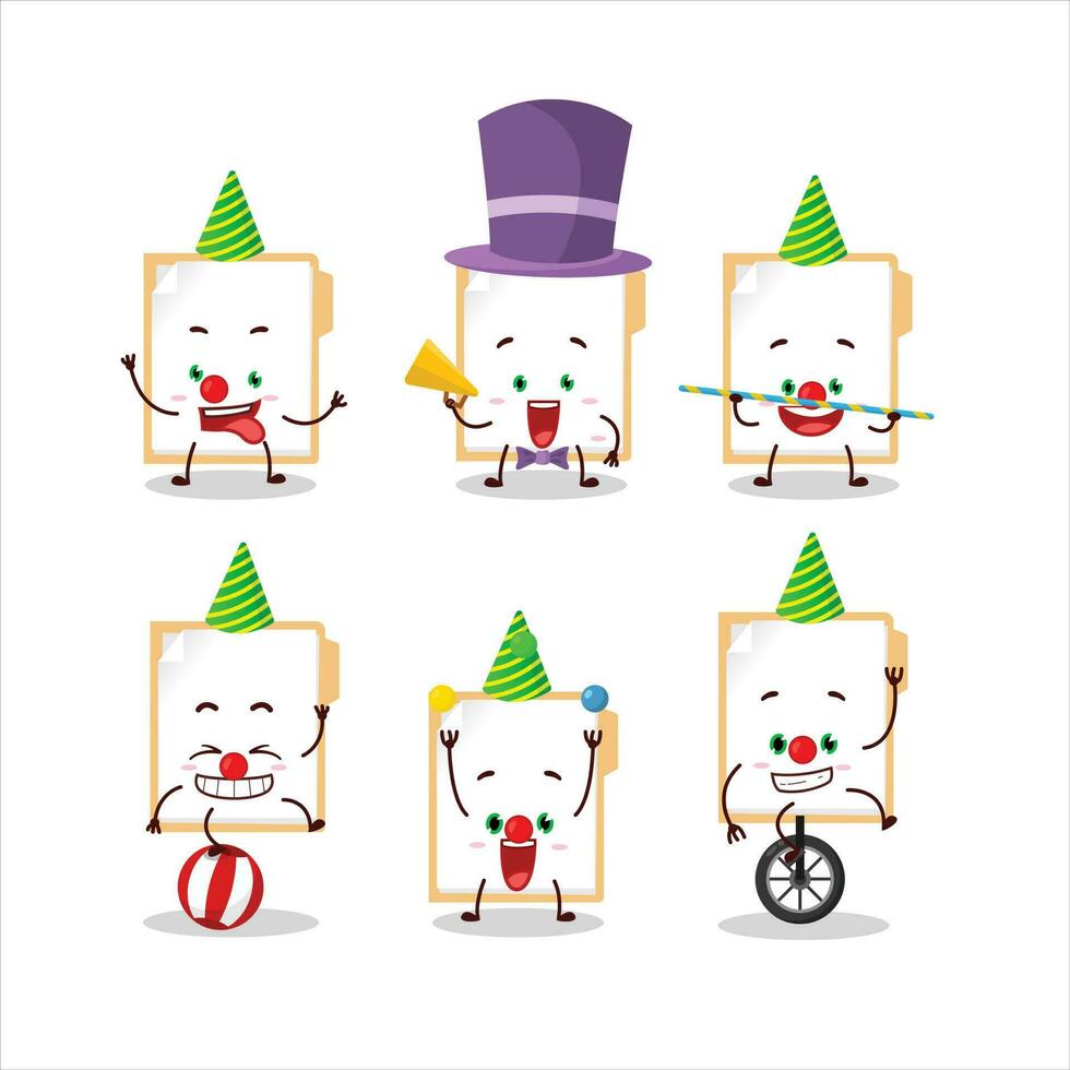 Cartoon character of brown manila folder with various circus shows vector