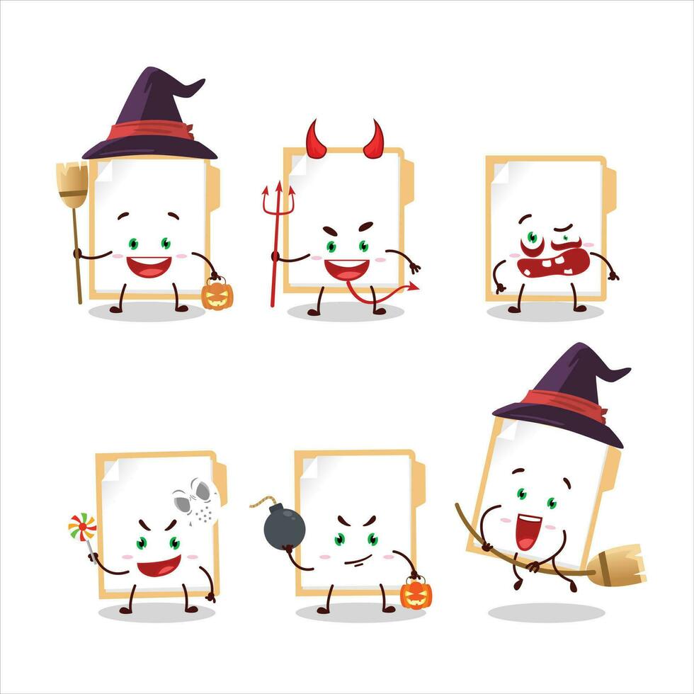 Halloween expression emoticons with cartoon character of brown manila folder vector