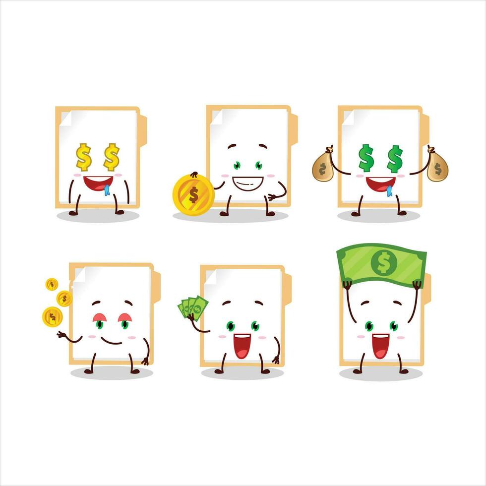 Brown manila folder cartoon character with cute emoticon bring money vector